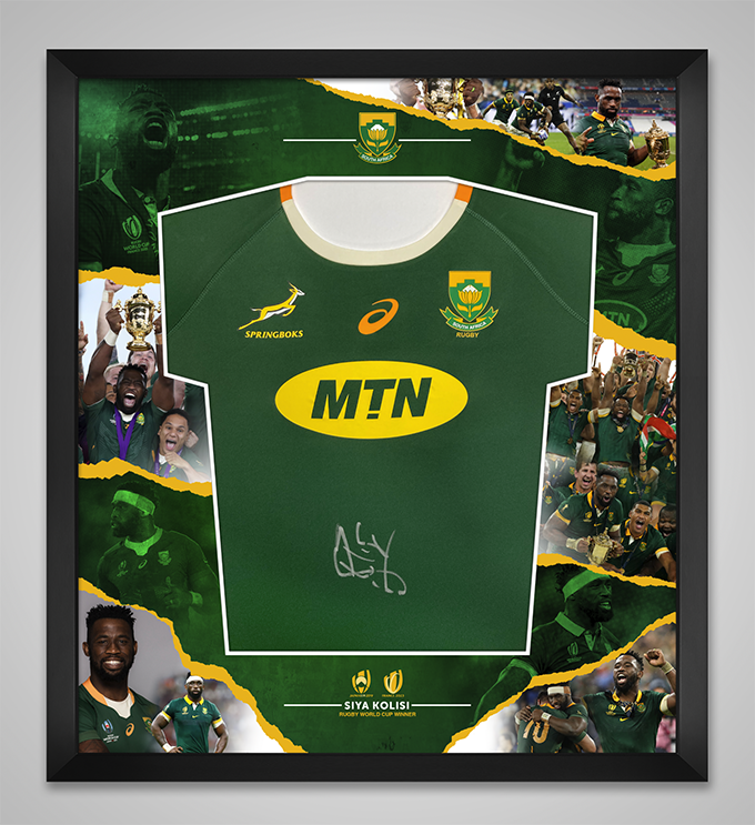 Siya Kolisi Signed And Framed 2023 Rugby World Cup Shirt South Africa Af Piece Of Fame 