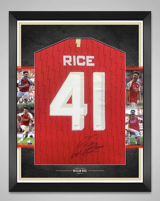 Declan Rice Personally Signed & Framed Arsenal F.C. Shirt AFTAL COA