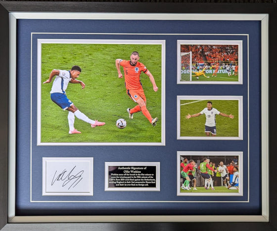 Ollie Watkins Signed Framed Photo Mount Display England Goal V Holland AFTAL COA