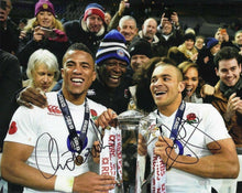  Anthony Watson & Jonathan Joseph Signed 10X8 England Rugby AFTAL COA (2334)