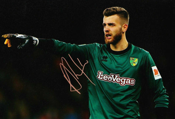 Angus Gunn Signed Norwich City 12X8 AFTAL COA (1750)