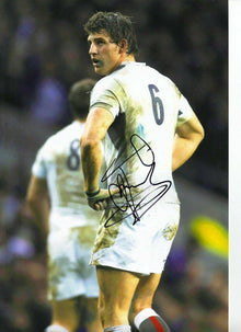  TOM WOOD SIGNED 12X8 PHOTO England Rugby AFTAL COA (2153)