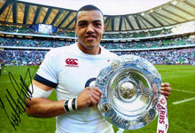  Luther Burrell Signed 12x8 England & Northampton Rugby GENUINE AFTAL COA (2160)