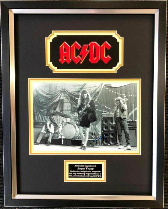 Angus Young Signed & FRAMED PHOTO AC/DC Genuine SIGNATURE AFTAL COA (A)