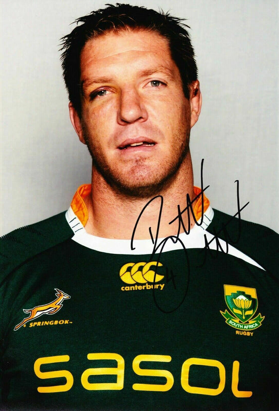 Bakkies Botha Signed 12X8 Photo SPRINGBOKS South Africa AFTAL COA (A)