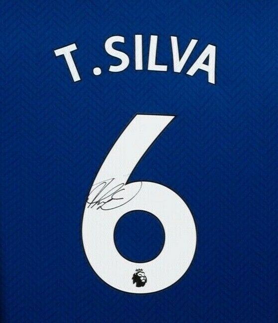 Thiago Silva Signed & Framed Chelsea SHIRT Genuine Signature AFTAL COA (FTO)