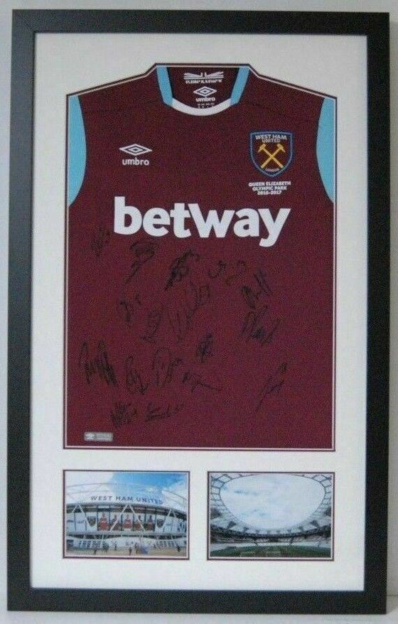 West Ham United F.C. Signed & Framed Home JERSEY Inc Andy Carroll AFTAL COA (H)