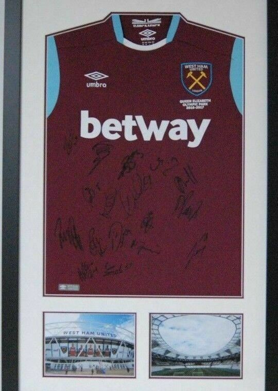 West Ham United F.C. Signed & Framed Home JERSEY Inc Andy Carroll AFTAL COA (H)