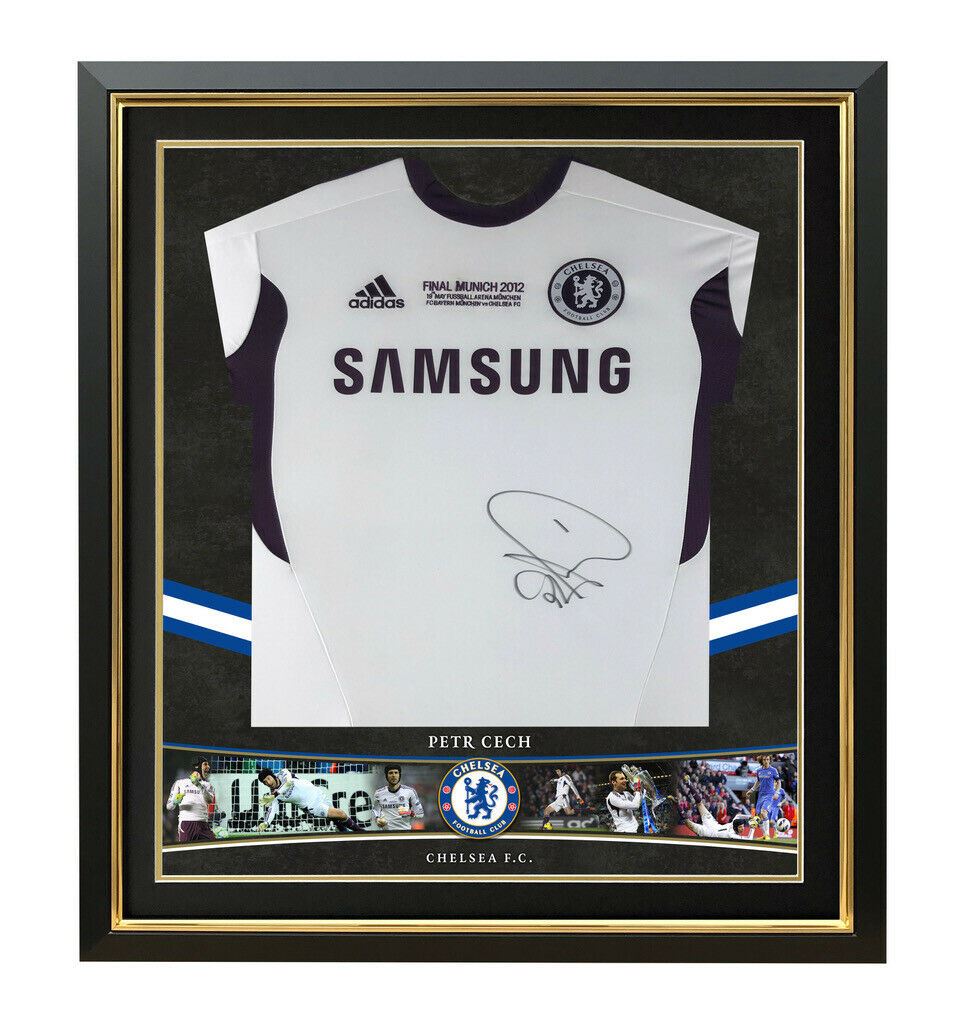 Petr Cech Signed Framed Chelsea SHIRT Munich 2012 AFTAL COA B