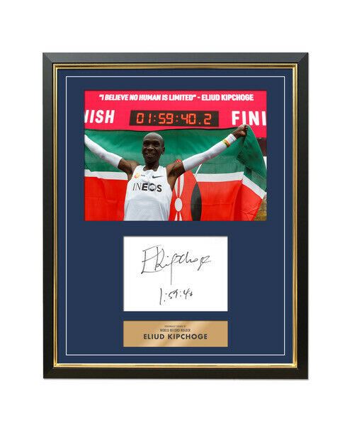 Eliud Kipchoge Signed & Framed 10X8 Photo Display London Marathon AFTAL COA (D)