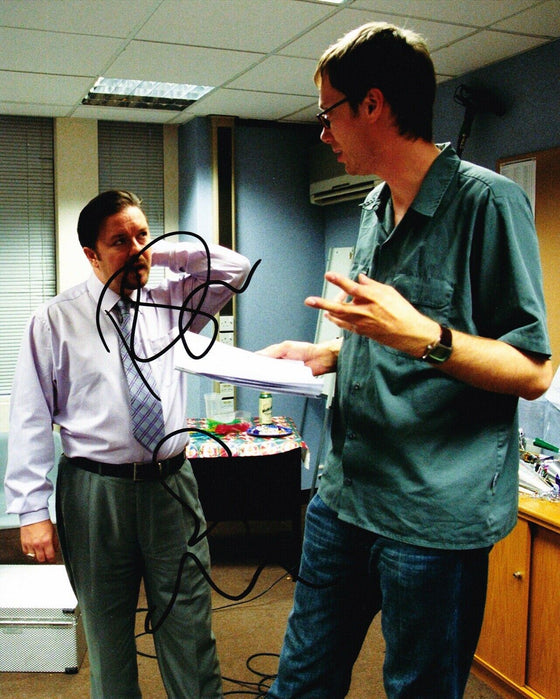 Ricky Gervais & Stephen Merchant Signed 10X8 Photo THE OFFICE AFTAL COA (A)