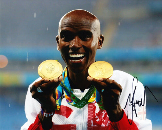 Mo Farah SIGNED 10X8 Photo Rio 2016 AFTAL COA (A)