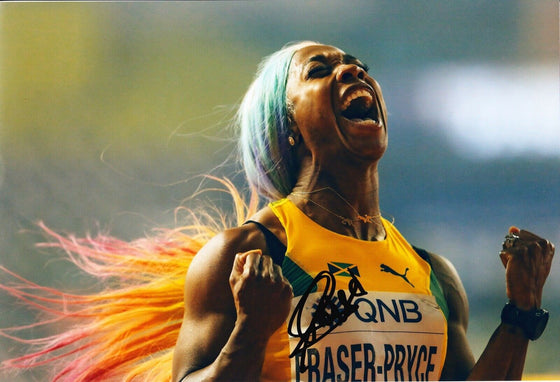 Shelly Ann Fraser Pryce SIGNED 12X8 Photo World Championships AFTAL COA (F)