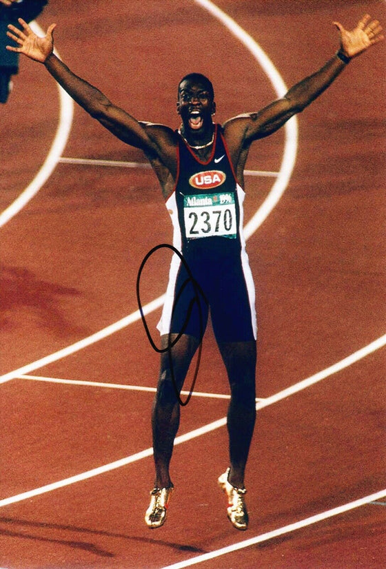 Michael Johnson Signed 12X8 Photo Olympic Champion ATLANTA 1996 AFTAL COA (D)