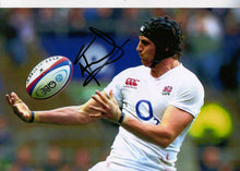  Tom WOOD Signed 12X8 England & Northampton Rugby AFTAL COA (2217)