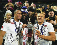  Anthony Watson & Jonathan Joseph Signed 10X8 England Rugby AFTAL COA (2357)