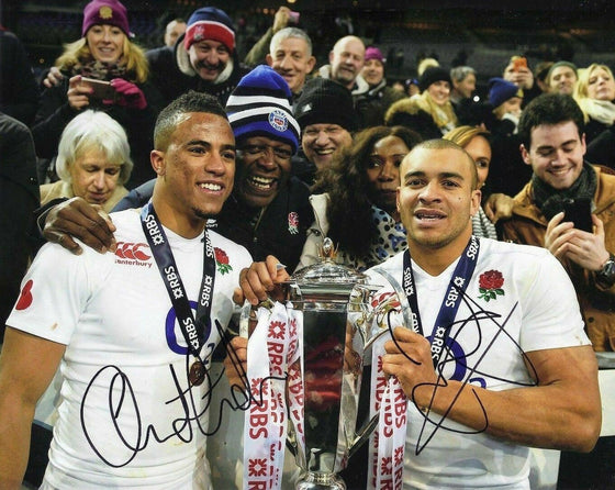 Anthony Watson & Jonathan Joseph Signed 10X8 England Rugby AFTAL COA (2357)