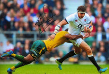  Tom WOOD Signed 12X8 England & Northampton Rugby AFTAL COA (2211)