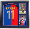 Rivaldo Signed & Framed Jersey Barcelona Brazil Genuine Signature AFTAL COA (C)
