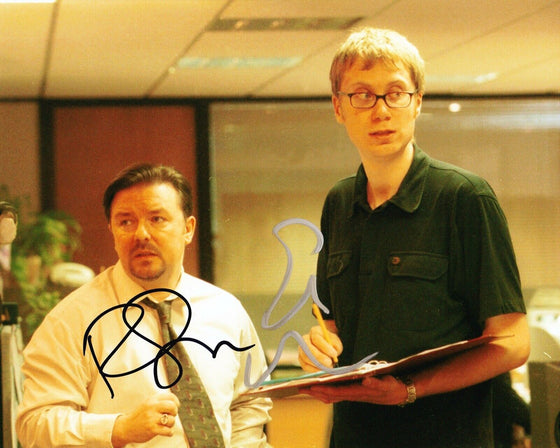 Ricky Gervais & Stephen Merchant Signed 10X8 Photo THE OFFICE AFTAL COA (C)