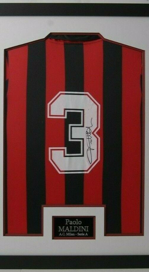 Paolo Maldini Signed & Framed AC Milan Jersey AFTAL COA (D)
