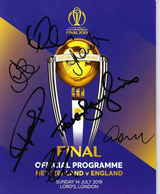 England CRICKET SIGNED By 7 Players 2019 World Cup FINAL Programme AFTAL COA (B)