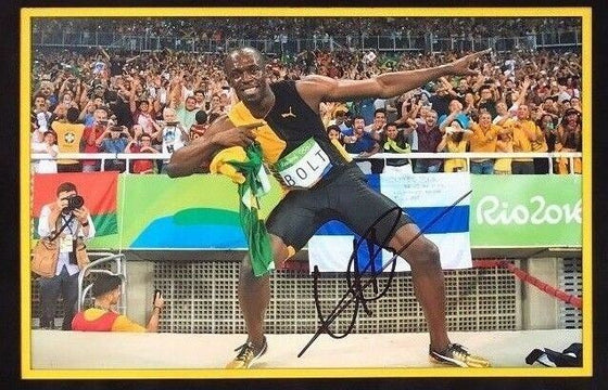 Usain Bolt Signed & FRAMED PHOTO MOUNT DISPLAY Olympics JAMAICA AFTAL COA (MM)