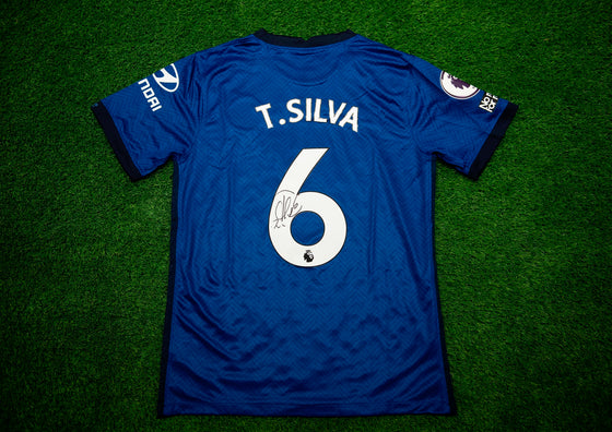 Thiago Silva Signed Chelsea F.C. SHIRT Genuine Signature AFTAL COA (B)