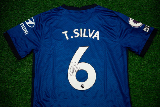 Thiago Silva Signed Chelsea F.C. SHIRT Genuine Signature AFTAL COA (B)