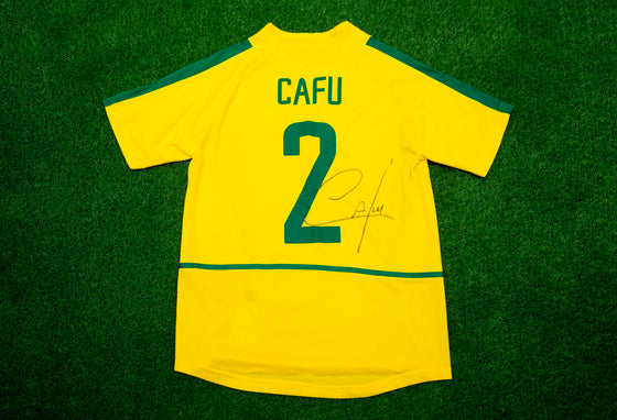 Cafu Signed Jersey BRAZIL 2002 World Cup CHECK OUT THE AMAZING PROOF AFTAL COA