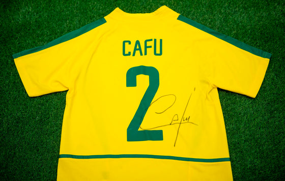 Cafu Signed Jersey BRAZIL 2002 World Cup CHECK OUT THE AMAZING PROOF AFTAL COA