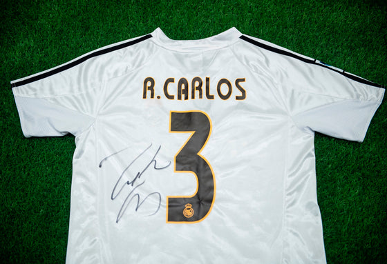 Roberto Carlos Signed Real Madrid Shirt Brazil Football Legend AFTAL COA