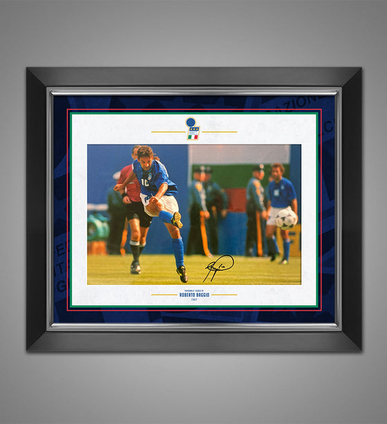 Roberto Baggio Signed & Framed 12X8 Photo Italia Genuine Autograph AFTAL COA