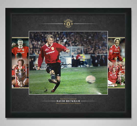 David Beckham Signed & FRAMED Photo Mount Display Manchester United AFTAL COA