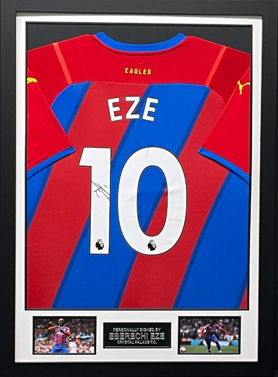 Eberechi Eze Signed & Framed Crystal Palace Jersey Genuine Signature AFTAL COA