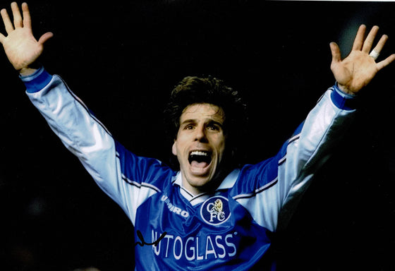 Gianfranco Zola Signed 12X8 Photo Chelsea FC AFTAL COA (1557)