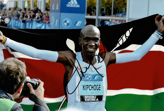 Eliud Kipchoge Signed 12X8 Photo Berlin Marathon World Record AFTAL COA (C)