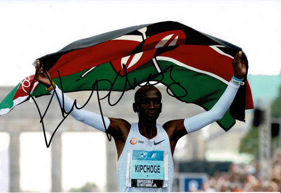 Eliud Kipchoge Signed 12X8 Photo Berlin Marathon World Record AFTAL COA (D)