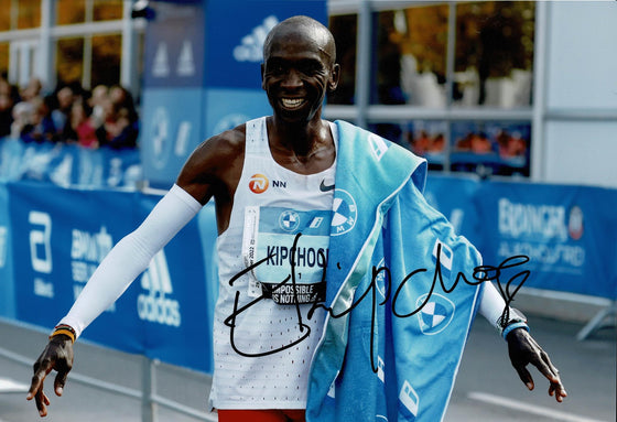 Eliud Kipchoge Signed 12X8 Photo Berlin Marathon World Record AFTAL COA (F)