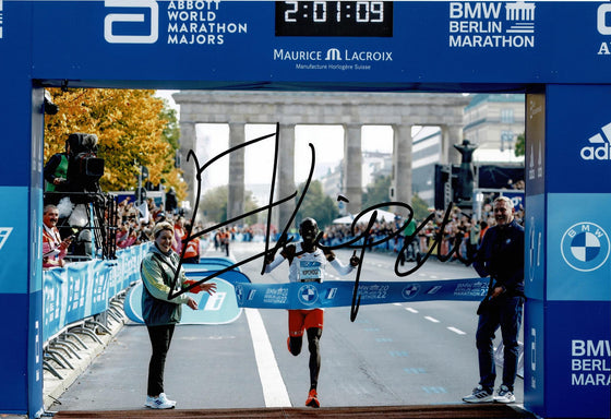 Eliud Kipchoge Signed 12X8 Photo Berlin Marathon World Record AFTAL COA (H)