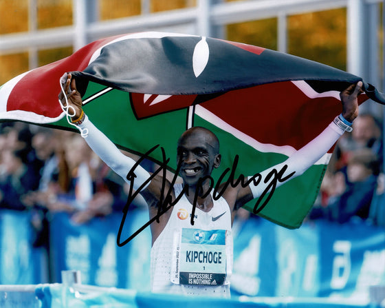 Eliud Kipchoge Signed 10X8 Photo Marathon World Record Holder AFTAL COA (A)