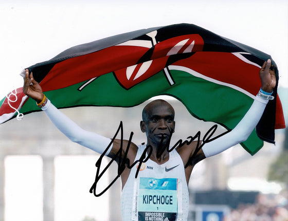 Eliud Kipchoge Signed 10X8 Photo Marathon World Record Holder AFTAL COA (B)