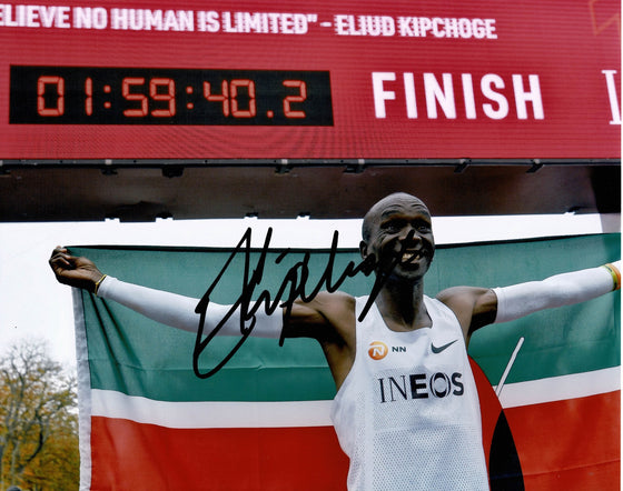 Eliud Kipchoge Signed 10X8 Photo Marathon World Record Holder AFTAL COA (C)