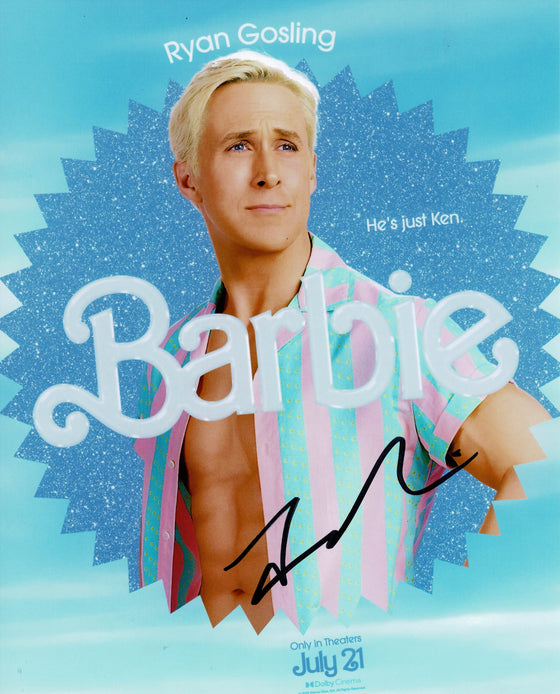 Ryan  Gosling Signed 10X8 Photo Barbie The Movie AFTAL COA (5592)