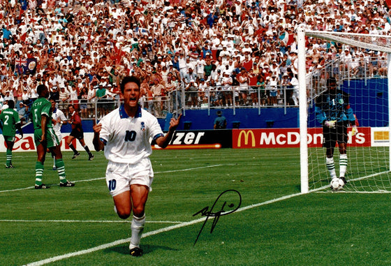 Roberto Baggio Signed 12X8 Italy ITALIA 94 AMAZING PROOF AFTAL COA (9036)