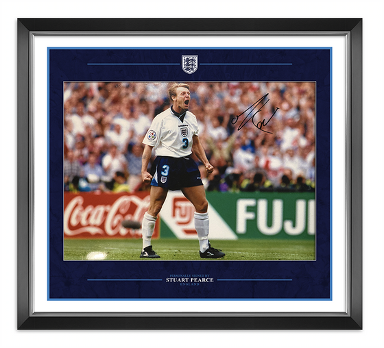 Stuart Pearce Signed & Framed 16X12 Photo Euro 96 "PSYCHO IMAGE" AFTAL COA