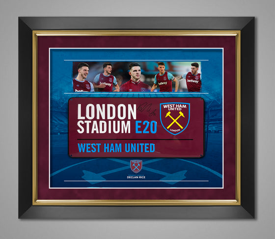 Declan RICE SIGNED & FRAMED West Ham United F.C. Street Sign AFTAL COA