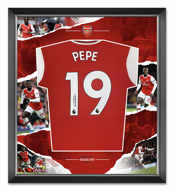 Nicolas Pepe Signed & Framed Arsenal F.C. Shirt AFTAL COA (B)