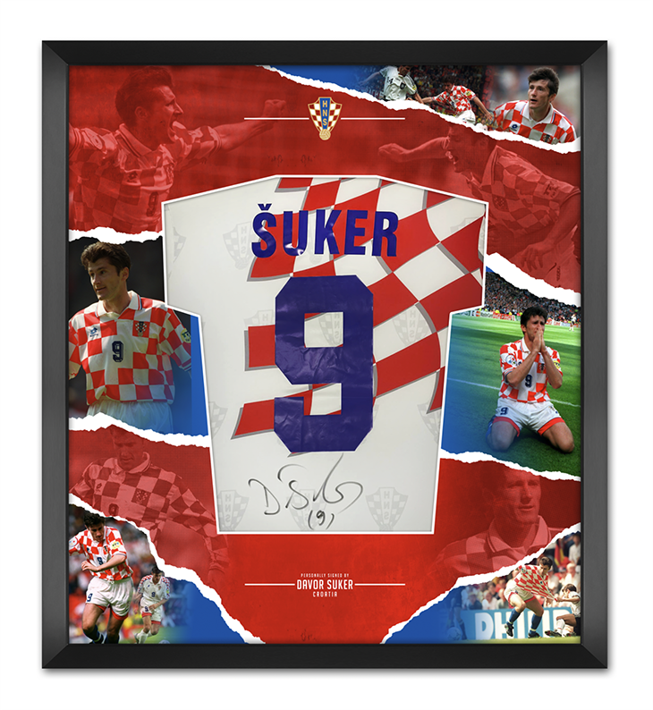 Davor Suker Signed And Framed Croatia Shirt Euro 1996 Genuine Signature Piece Of Fame