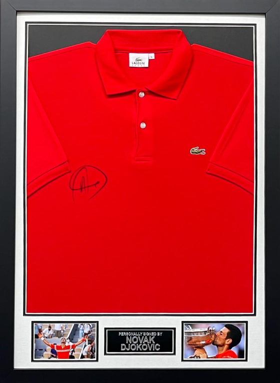 Novak Djokovic Signed Lacoste Jersey Genuine Autograph Wimbledon AFTAL COA